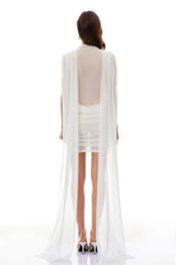 Madeline White Ribbon Sheer Mini Dress