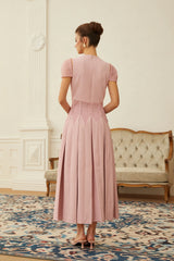 Maelle Pink Flower Embroidered Maxi Dress
