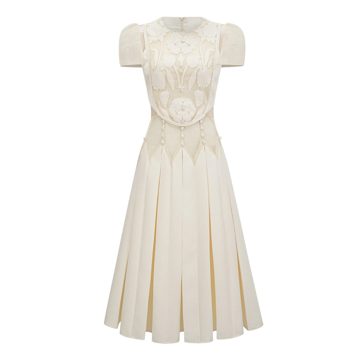 Maelle White Flower Embroidered Maxi Dress