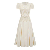 Maelle White Flower Embroidered Maxi Dress