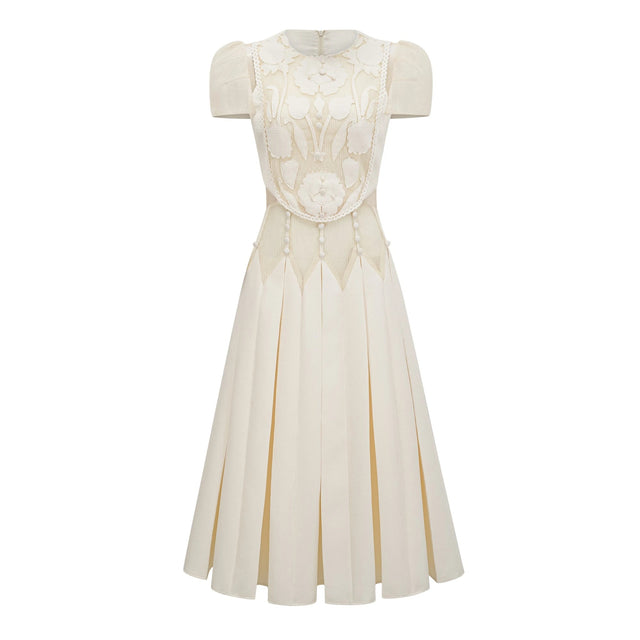 Maelle White Flower Embroidered Maxi Dress