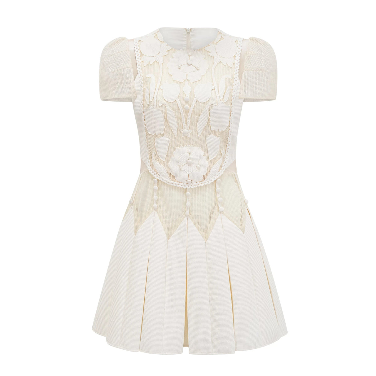 Maelle white flowerembroidered mini dress