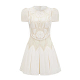 Maelle white flowerembroidered mini dress