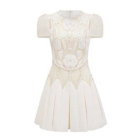 Maelle white flowerembroidered mini dress