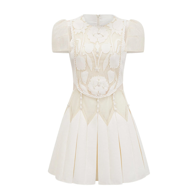 Maelle white flowerembroidered mini dress
