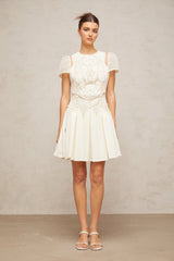 Maelle white flowerembroidered mini dress
