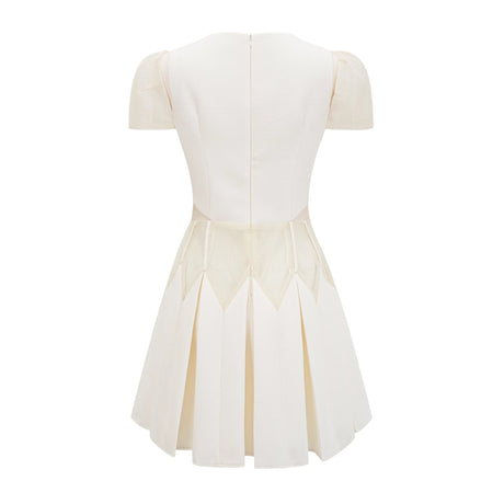 Bruna mini dress white flower-embroidered