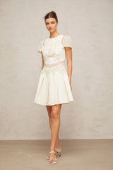 Maelle white flowerembroidered mini dress