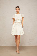 Maelle white flowerembroidered mini dress