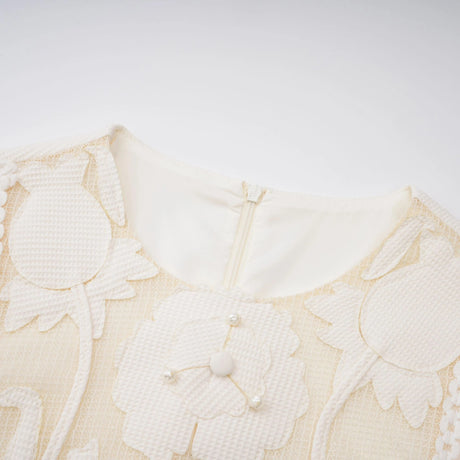 Bruna mini dress white flower-embroidered