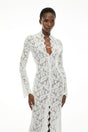 Maëlys White Floral Lace Plunge Neck Maxi Dress