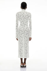 Maëlys White Floral Lace Plunge Neck Maxi Dress