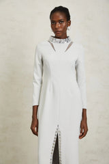 Magdalena Light Grey Crystal Embellished Maxi Dress