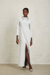 Magdalena Light Grey Crystal Embellished Maxi Dress
