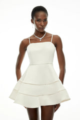Magdalena White Off Shoulder Ruffled Mini Dress