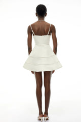 Magdalena White Off Shoulder Ruffled Mini Dress