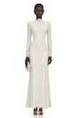 Maggie Ivory High Neck Floral Lace Maxi Dress