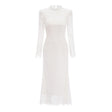 Maggie Ivory High Neck Floral Lace Maxi Dress