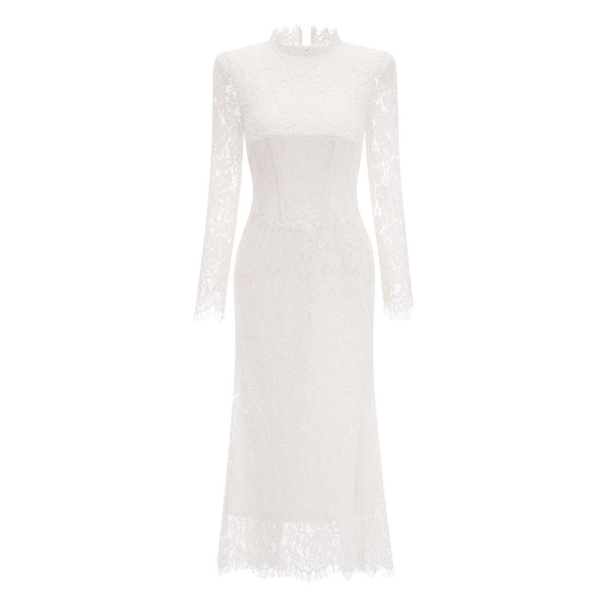Maggie Ivory High Neck Floral Lace Maxi Dress
