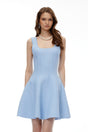 Mahtab Blue Beaded Knit Mini Dress