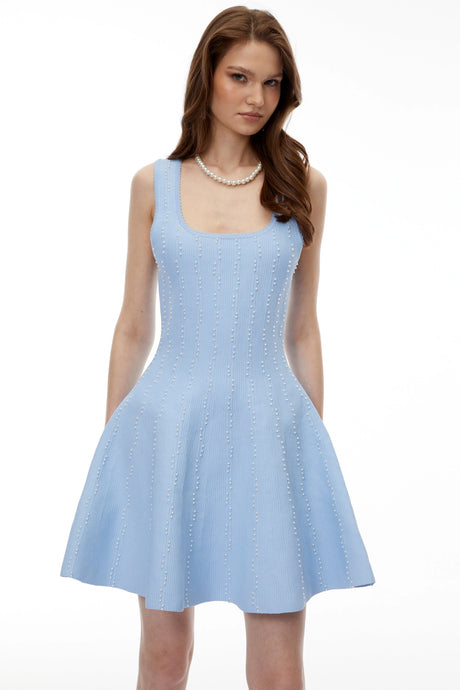 Gaetana Mini Dress Blue Beaded Knit