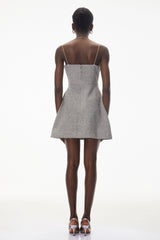 Maisy Grey Embellished Lace Mini Dress