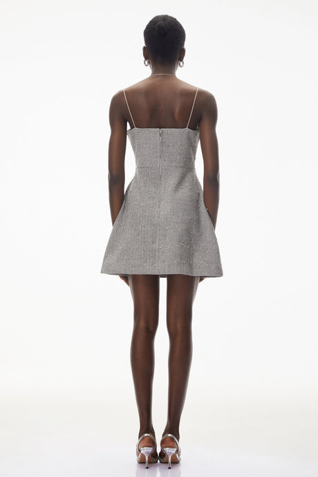 Lorelai Mini Dress Grey Embellished Lace