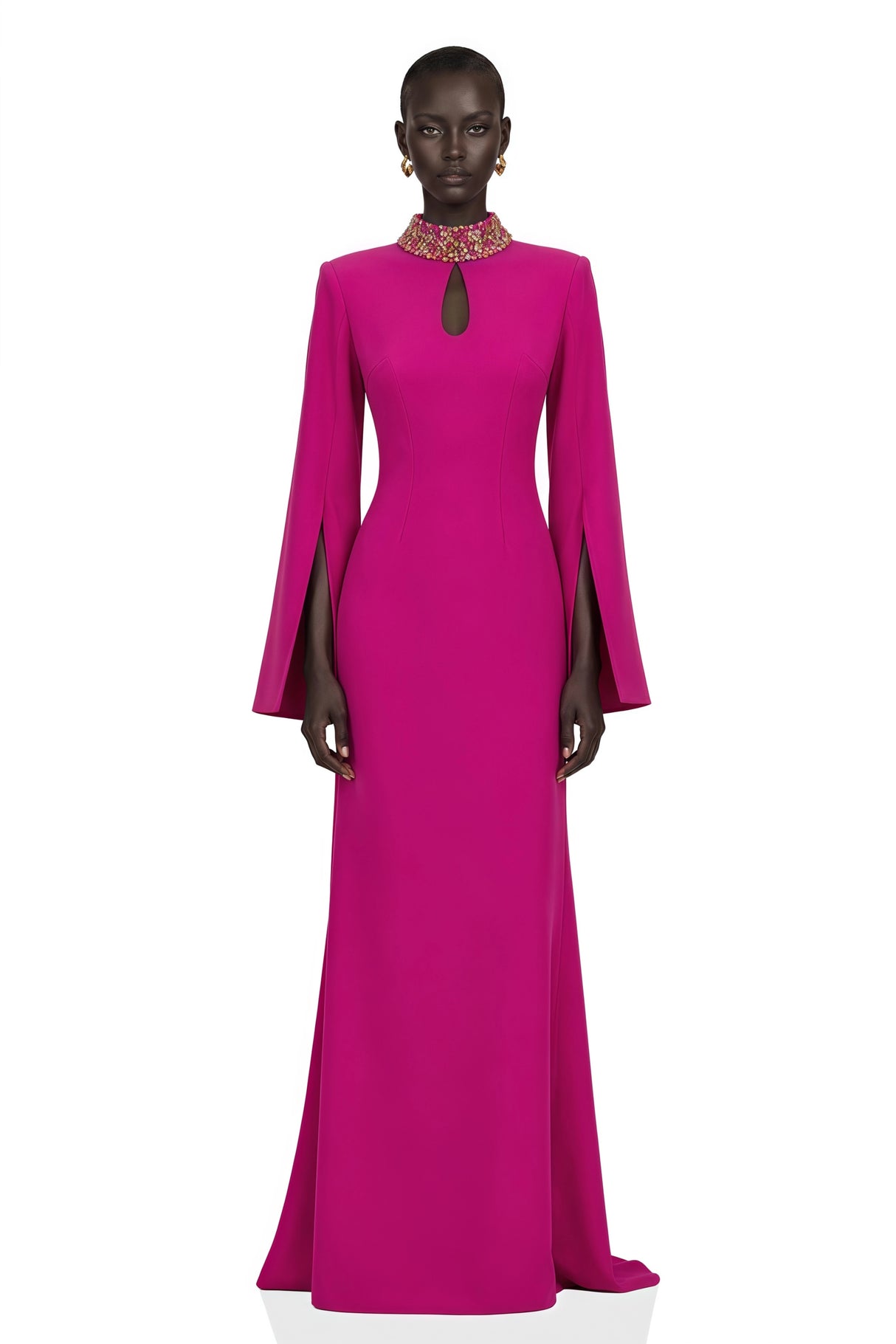 Majestueuse Fuchsia KeyholeDetail Mermaid Gown