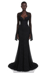 Malgorzata Black CutOut Maxi Dress with Train
