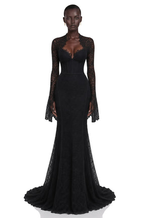 Malgorzata Black CutOut Maxi Dress with Train