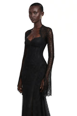 Malgorzata Black CutOut Maxi Dress with Train