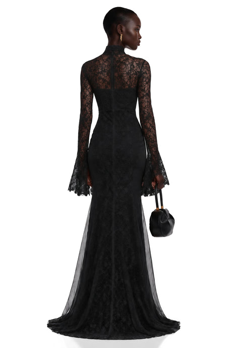 Artemide Maxi Dress Black Cut-Out with Train