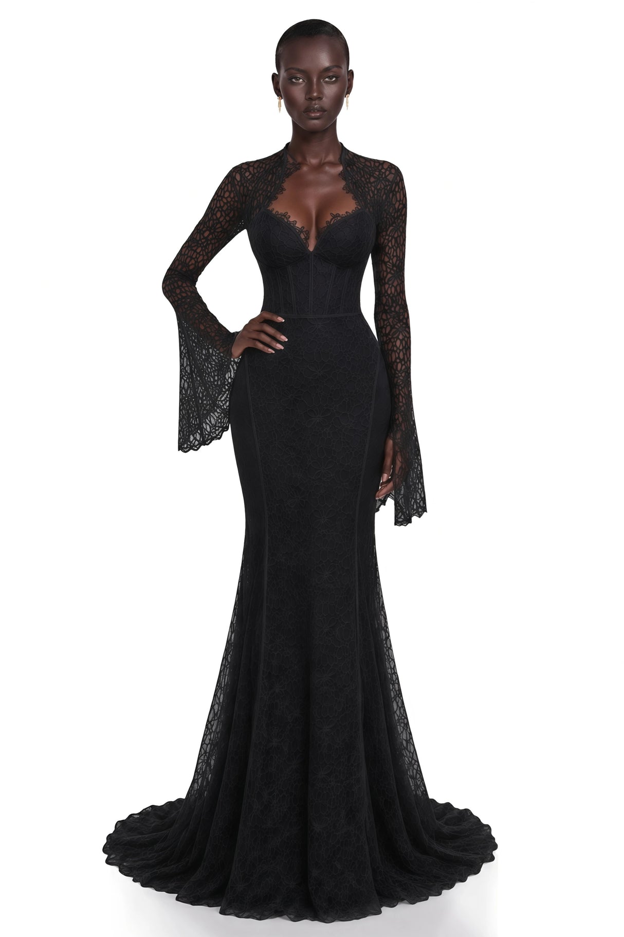 Malgorzata Black CutOut Maxi Dress with Train