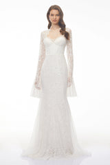 Malgorzata White CutOut Maxi Dress with Train
