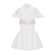 Mandana White Lace Mini Dress with Cape