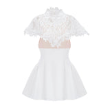Mandana White Lace Mini Dress with Cape