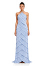 Mara Blue Halterneck Pleated Maxi Dress