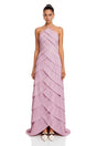 Mara Purple Halterneck Pleated Maxi Dress