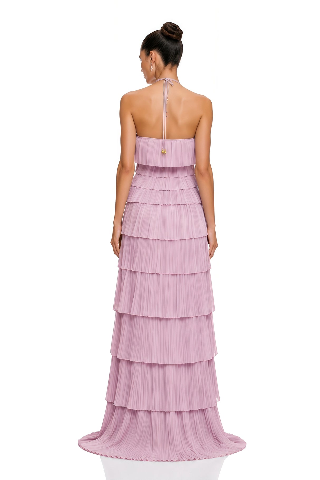 Mara Purple Halterneck Pleated Maxi Dress