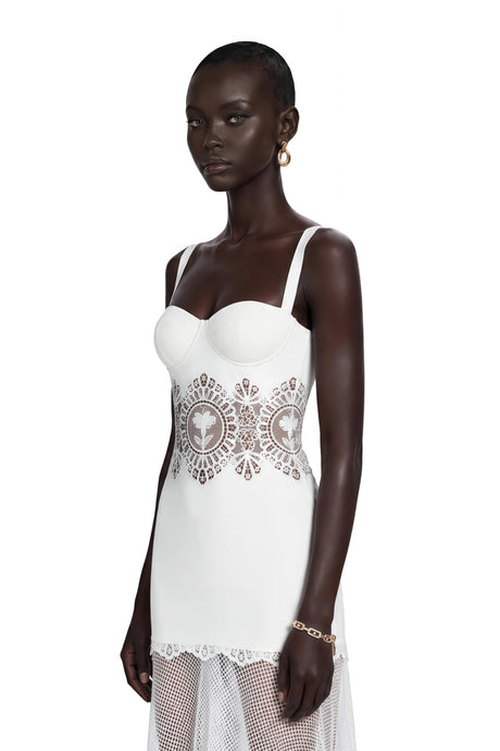 Annalee Midi Dress White Lace Corset