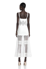 Marceline White Lace Corset Midi Dress
