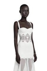 Marceline White Lace Corset Midi Dress