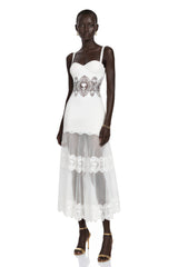 Marceline White Lace Corset Midi Dress