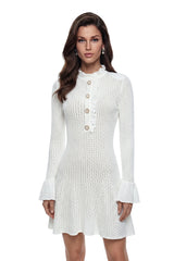 Marcellina White Stretch Knit Mini Dress