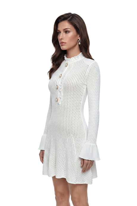 Barbara Mini Dress White Stretch Knit