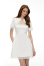 Marcellus White Floral Lace Mini Dress with CutOuts