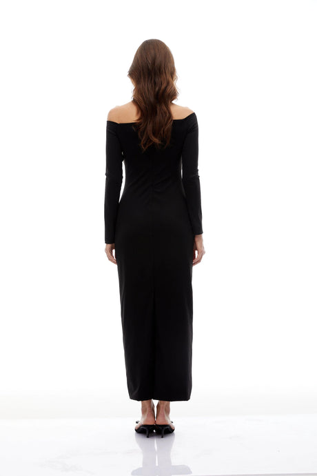 Wendy Maxi Dress Black 3D Petal