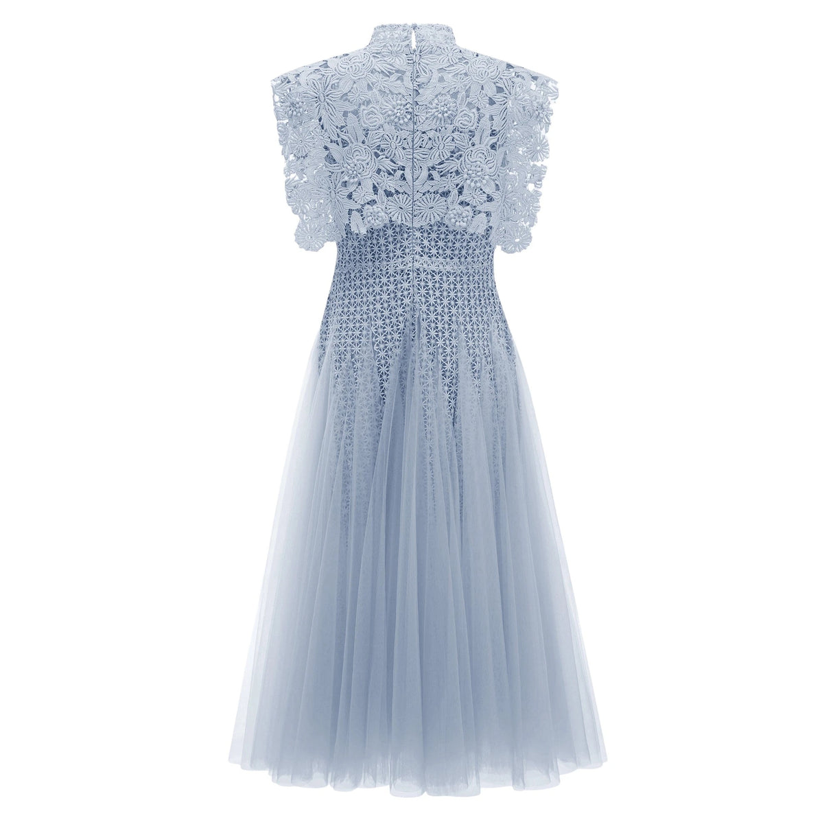 Margaret Blue Floral Crochet Midi Dress