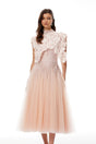 Margaret Light Pink Floral Crochet Midi Dress