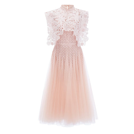Jordan Midi Dress Light Pink Floral Crochet